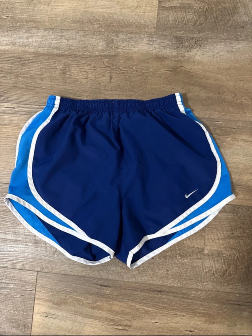 Nike Women's Navy and Bright Blue Athletic Shorts with White Trim